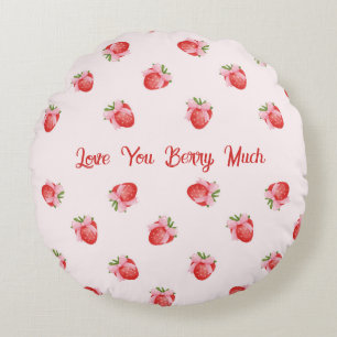 Almofada Redonda Morango Rosa Pastel Personalizado