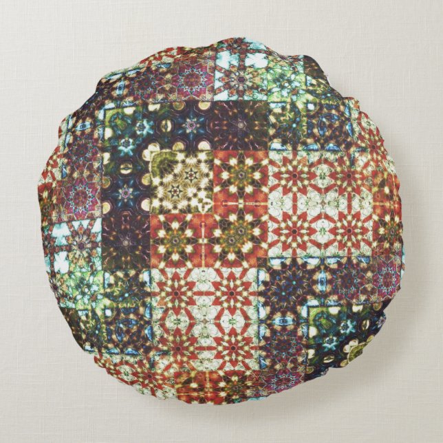 Almofada Redonda Mosaico caleidoscópio opaco, de cor variável (Verso)