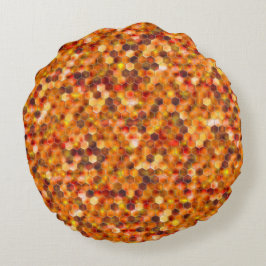 Almofada Redonda Mosaico de hexágonos em pontos em tons avermelhado