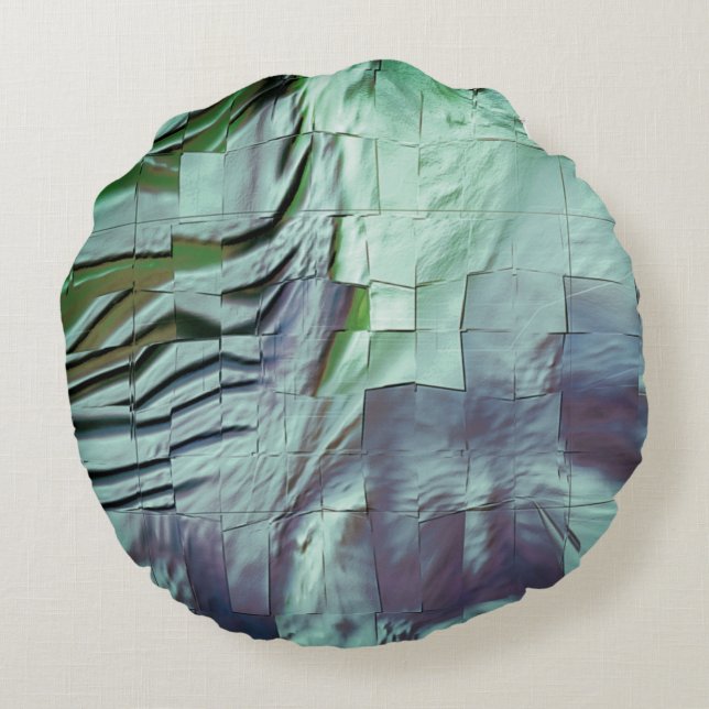 Almofada Redonda Mosaico de menta acinzentada com entalhe ligeiro e (Verso)
