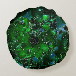 Almofada Redonda Mosaico defeituoso da foto noturna de lagoa de águ