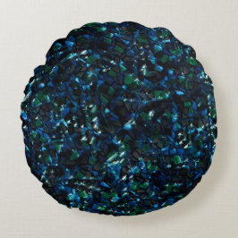 Almofada Redonda Mosaico estranho sobre fundo escuro e brilho nebul