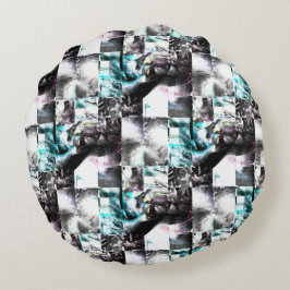 Almofada Redonda Mosaico quadrado de texturas confusas em prata a c