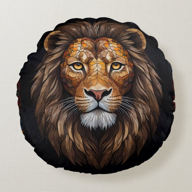 Almofada Redonda Mosaico Zebra Vibrante (Frente)