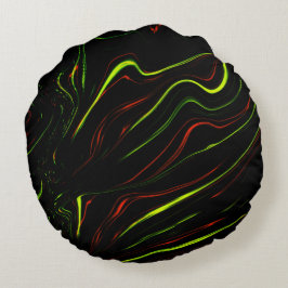 Almofada Redonda Mostra vestígios verdes e vermelhos longos e verme