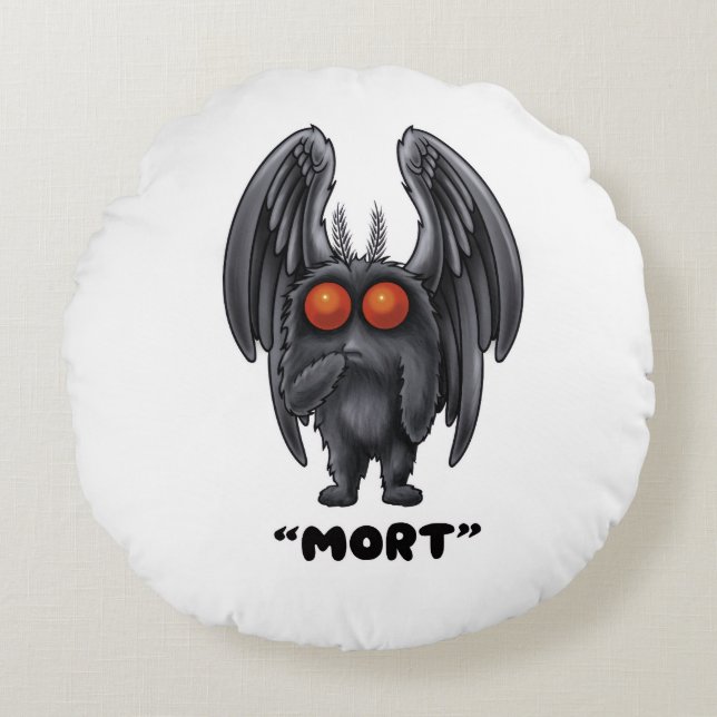 Almofada Redonda Mothman Mort (Frente)