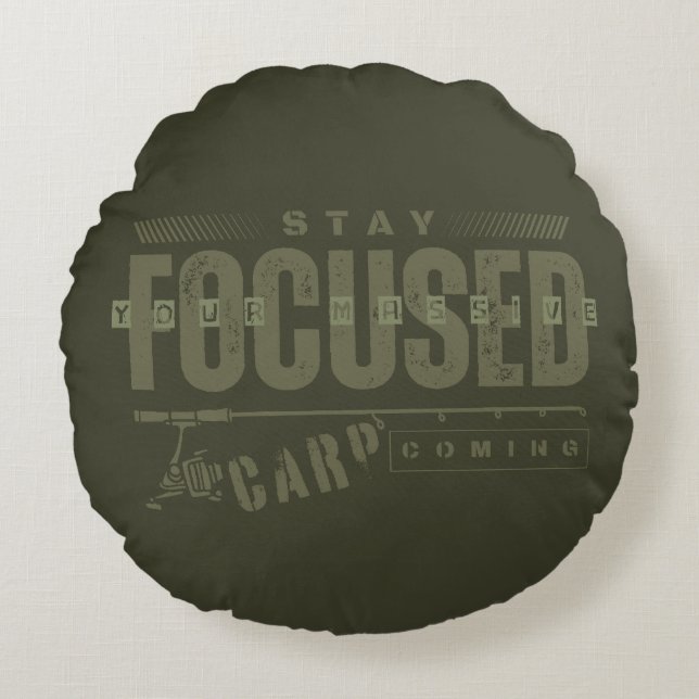 Almofada Redonda Motivação de pesca | Pesca da carpa | Foco (Frente)