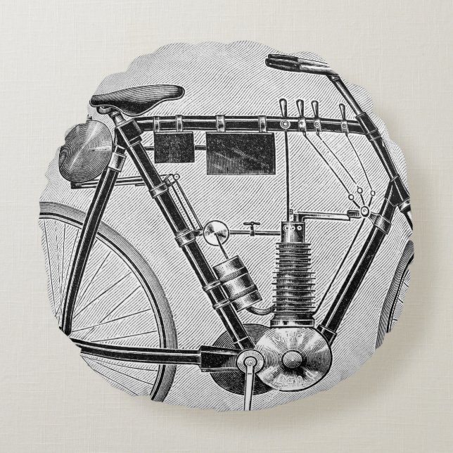 Almofada Redonda Motocicleta de Petrolette Omega, 1895 (Frente)