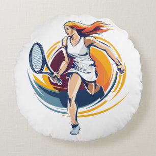 Almofada Redonda mulher jogando ténis