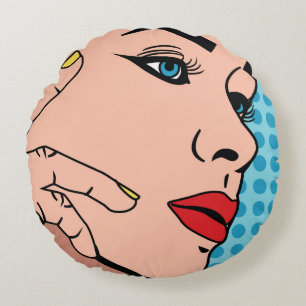Almofada Redonda Mulher Pop Art