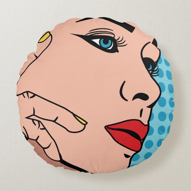 Almofada Redonda Mulher Pop Art (Frente)