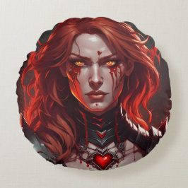 Almofada Redonda Mulheres vampiras e crânio de fogo,2 design em 1 t