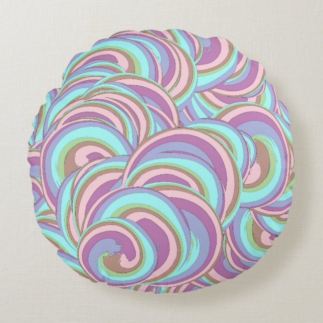 Almofada Redonda Multicolor Swirls Pattern (Frente)