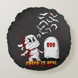 Almofada Redonda Mummy at Grave Boo Halloween