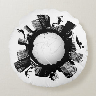 Almofada Redonda Mundo legal do voleibol (bola branca da cor)