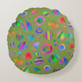 Almofada Redonda Musgo Verde Leito do Rio Cristalino