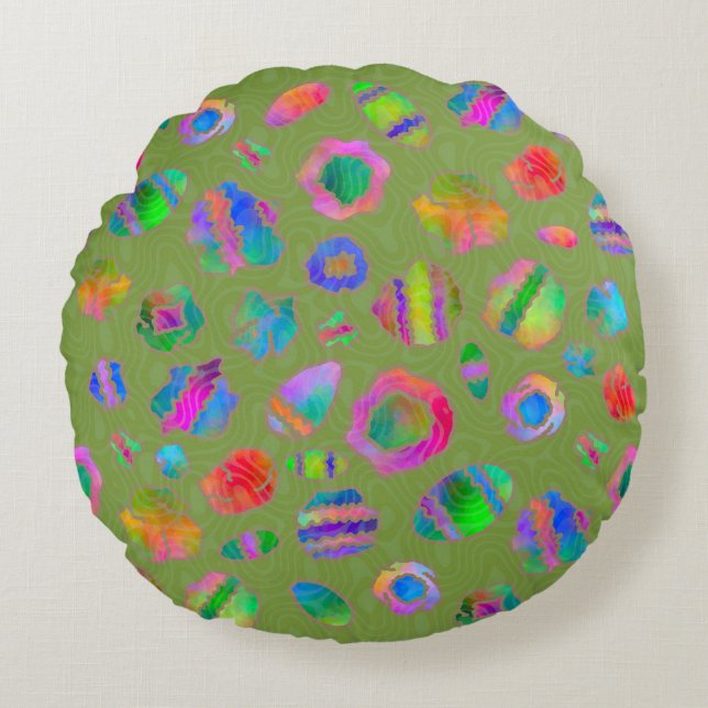 Almofada Redonda Musgo Verde Leito do Rio Cristalino (Frente)