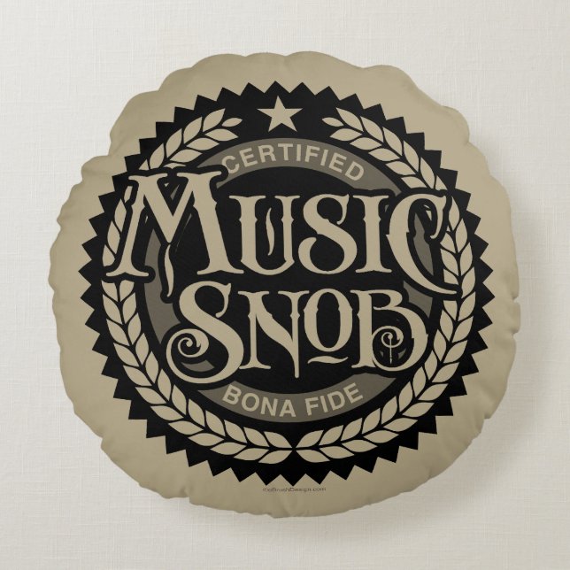 Almofada Redonda Music Snob - amante de música engraçada (Frente)