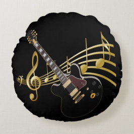 Almofada Redonda Música redonda da guitarra
