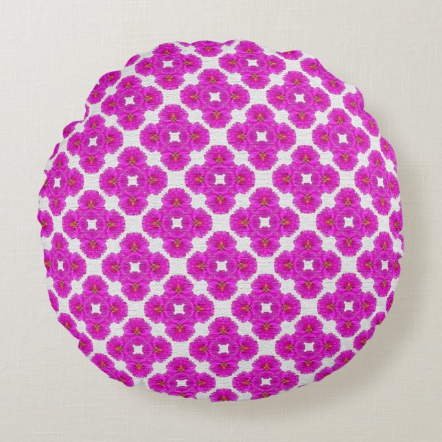 Almofada Redonda MVB Retro Moss Mexicanos Flor Rosa (Frente)
