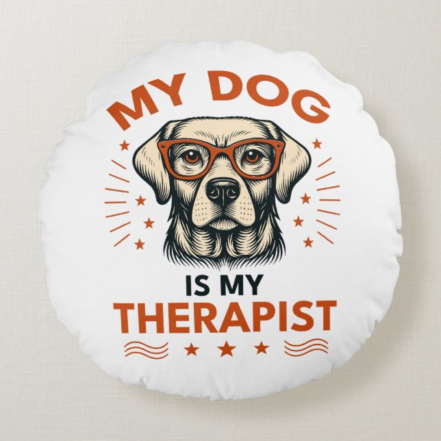 Almofada Redonda My dog is my therapist (Frente)