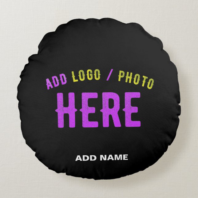 ALMOFADA REDONDA NA MODA MODERNO PERSONALIZÁVEL NEGRO VERIFICADO CO (Frente)