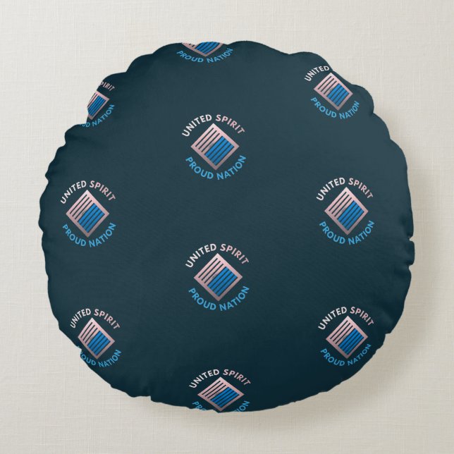 Almofada Redonda Nação Orgulhosa de Espírito Unido (Frente)