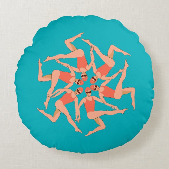 Almofada Redonda Nadadores - Nadação Sincronizada (Frente)