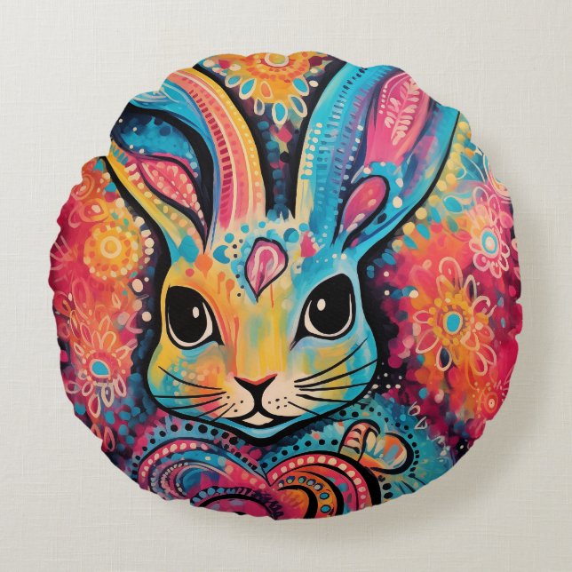 Almofada Redonda Namorados Bunny Positive vibe corações