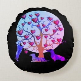 Almofada Redonda Namorados Dachshund Hearts Almoço redondo