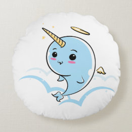 Almofada Redonda Narwhal Angel Cutie