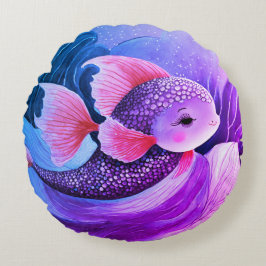 Almofada Redonda Natação de peixe