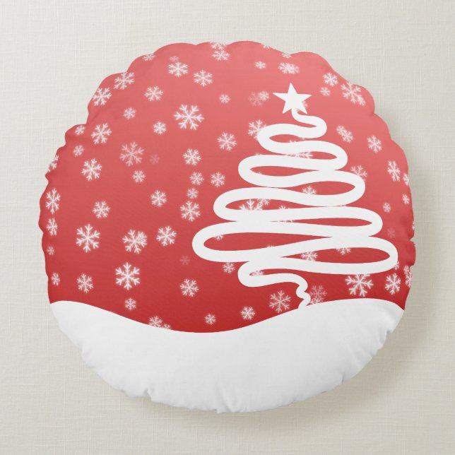 Almofada Redonda Natal branco (Frente)