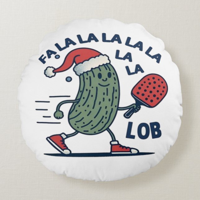Almofada Redonda Natal de Pickleball (Frente)