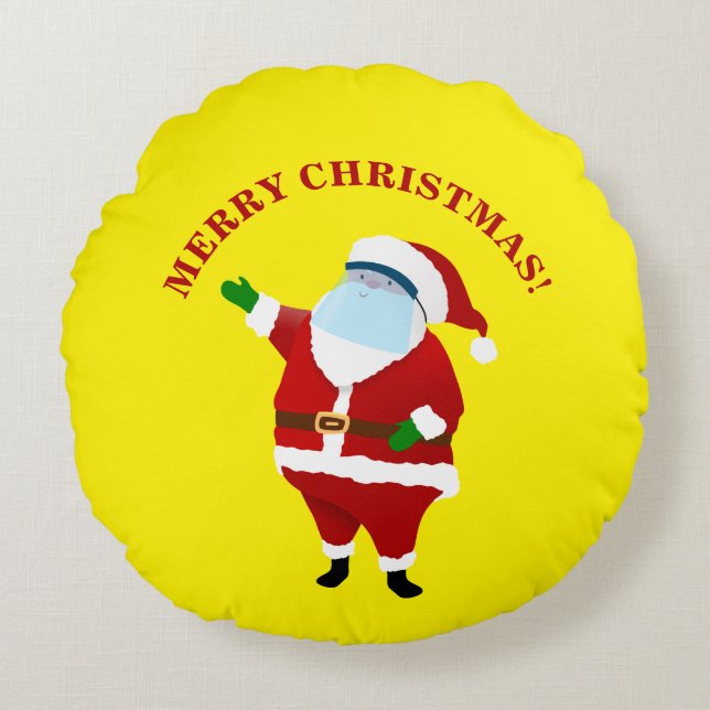 Almofada Redonda Natal do Covid feliz (Frente)