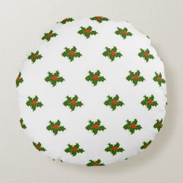 Almofada Redonda Natal Holly Pattern