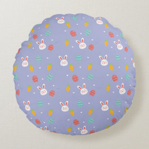 Almofada Redonda Nature Easter Bunnies Padrão Floral Ovo Hunt Love