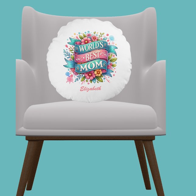 Almofada Redonda Natureza do dia de as mães Amplia Personalizada Fl (Criador carregado)