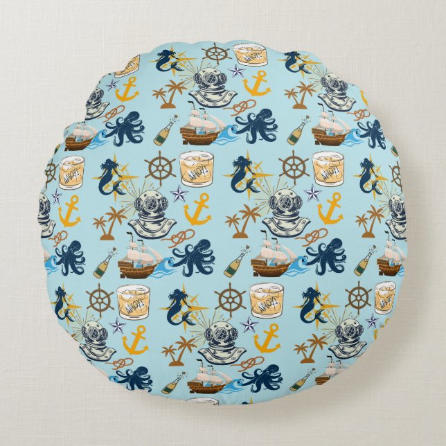 Almofada Redonda  Nautical Bachelor Party (Frente)
