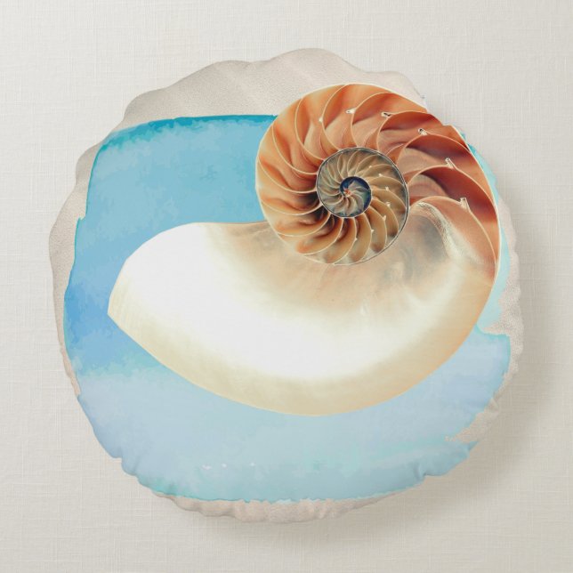 Almofada Redonda Nautilus Seashell e Sand (Verso)