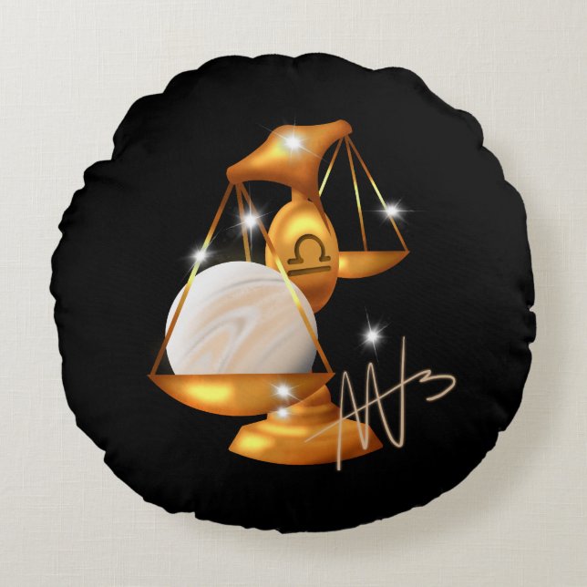 Almofada Redonda Nebula Libra Vênus Zodiac (Frente)