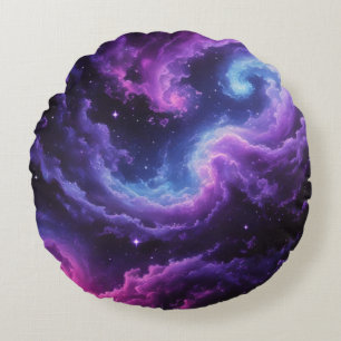 Almofada Redonda Nebulosa de Galáxia Cósmica Arte Espacial Abstrato