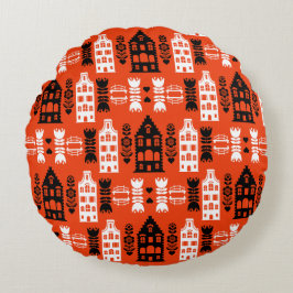 Almofada Redonda Neerlandês Folk Art Impressão