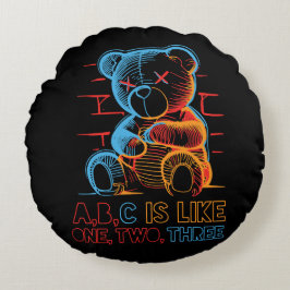 Almofada Redonda Neon ABC Teddy Bear