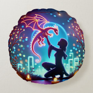 Almofada Redonda  neon dragon trainer