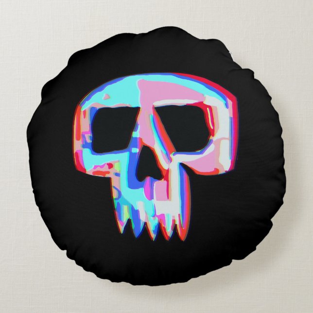Almofada Redonda Neon Skull (Verso)