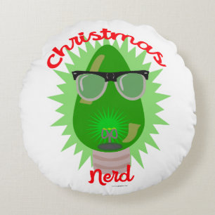 Almofada Redonda Nerd de Natal Relâmpago festivo