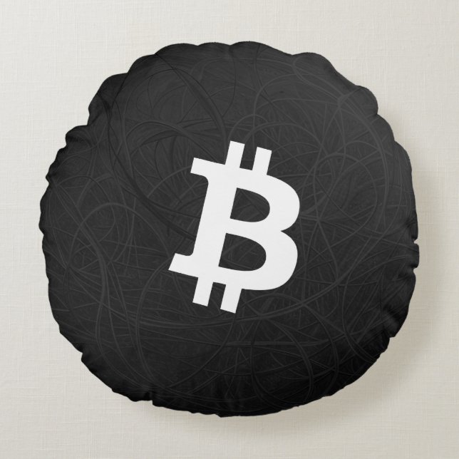 Almofada Redonda Neurônio Preto Bitcoin (Frente)