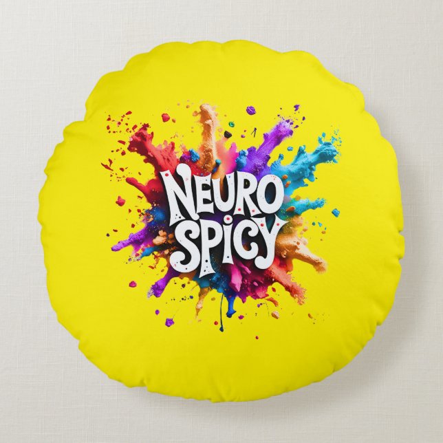 Almofada Redonda NEUROSPICY neurodiversity autism adhd dyslexia (Frente)