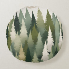 Almofada Redonda Neutrais Verdes de Árvores Quentes
